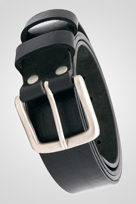 D555 Gavin Hand Crafted Real Leather Hide 3.7cm Big & Tall Belt - Black