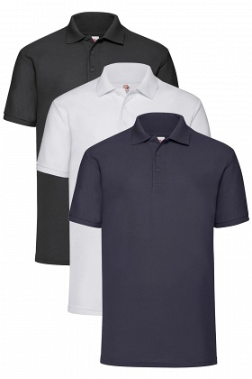 Fruit of the Loom Polo Shirt 3 Pack - Black, White and Dark Navy