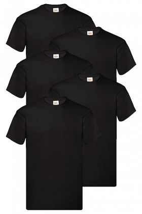Fruit of the Loom Original T-Shirt 5 Pack - Black