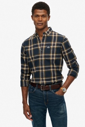 Superdry Long Sleeve Cotton Lumberjack Shirt - Bryce Check Navy