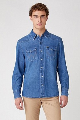 Wrangler Western Shirt - Mid Stone